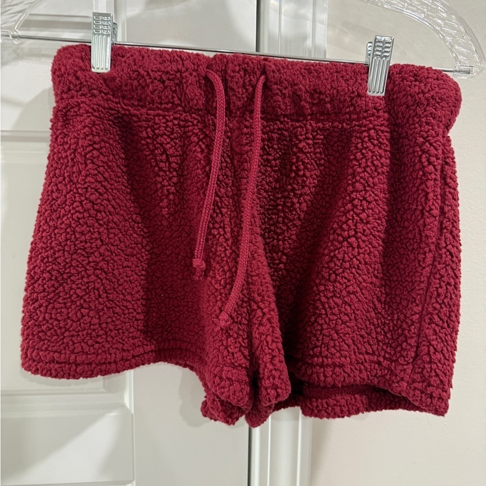 Burgundy Fleece Quarterzip Shorts Matching Set XS Loungewear Activewear School - Picture 3 of 7